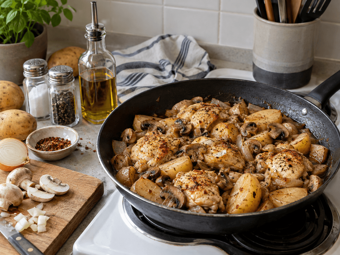 Chicken Mushroom Potato Skillet