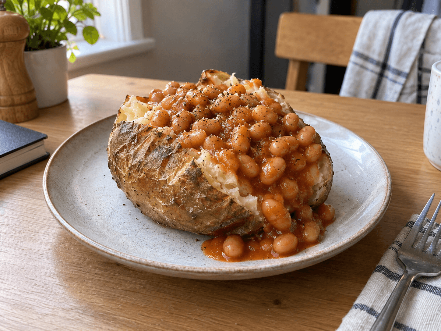 Microwave Loaded Bean Potato