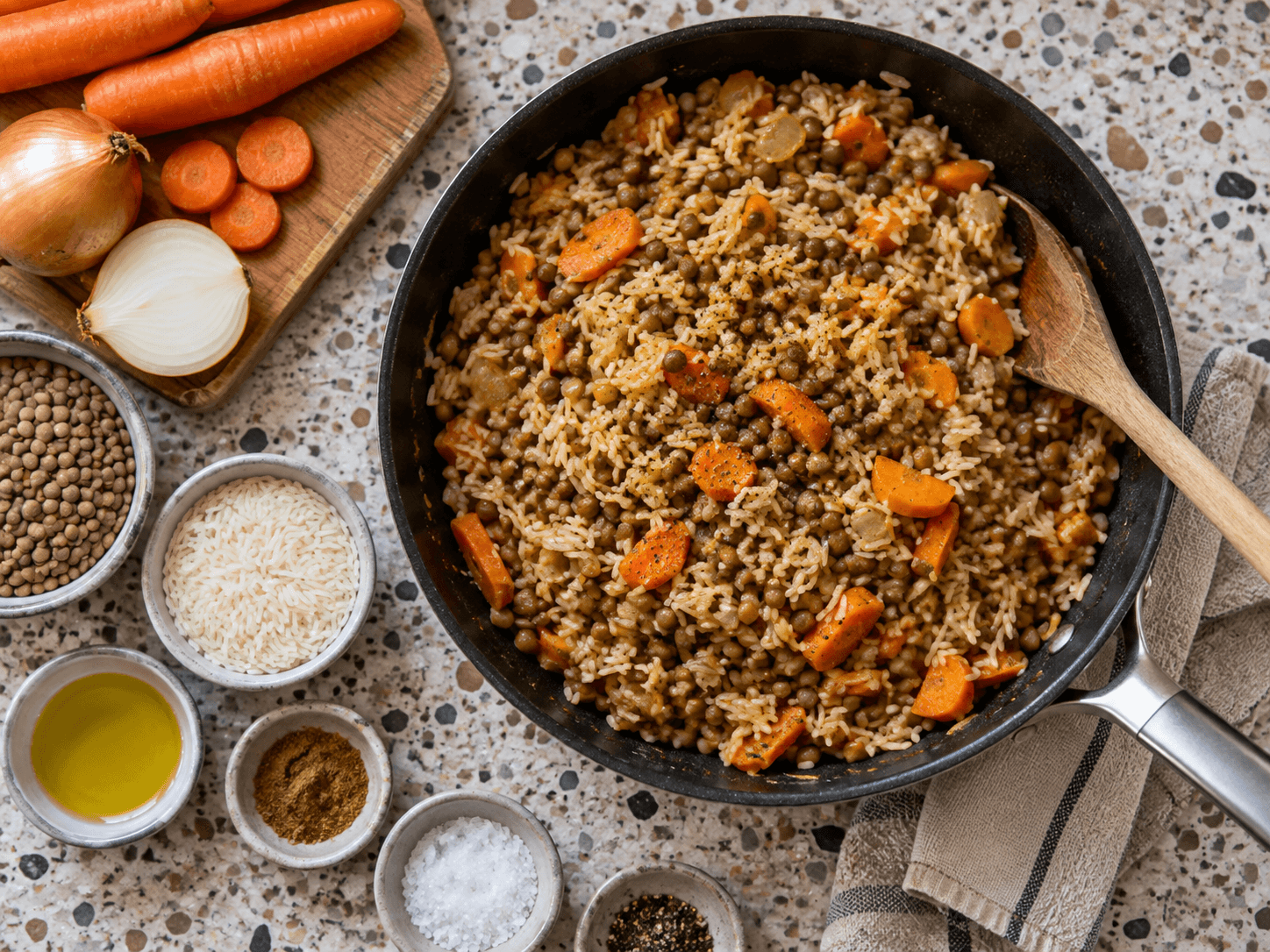 One-Pan Lentil Carrot Rice